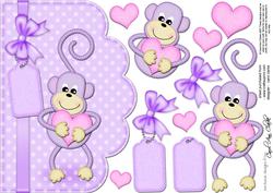 A5 Chunky Monkey Felties Scalloped Edge N 3D Decoupage