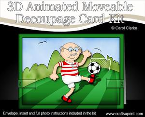 3D Football Man Animated Moveable Decoupage Card Kit