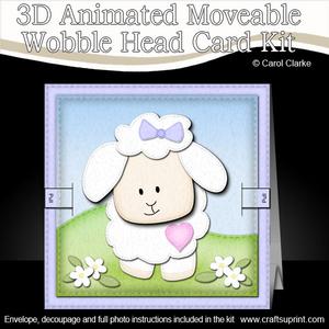 3D Little Lamb Animated Moveable Wobble Head Card Kit