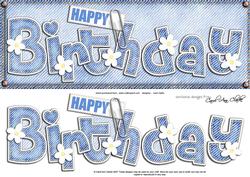 Large Dl Happy Birthday Denim N Daisies Quick Card Decoupage