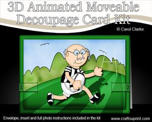 3D Rugby Man Animated Moveable Decoupage Card Kit