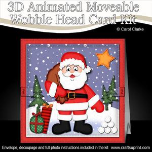 3D Santa Animated Moveable Wobble Head Card Kit
