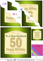 50th Birthday Husband Champagne Label Wavy Corner Side Stack