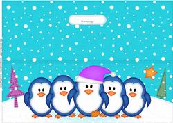 Large Dl Penguins on Parade Quick Cut and Fold Card