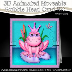 3D Freya Frog Animated Moveable Wobble Head Card Kit