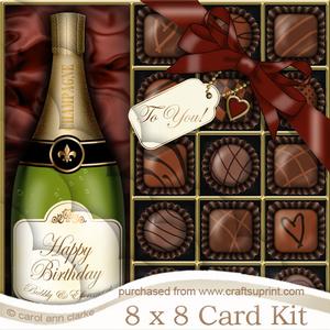 8 x 8 Birthday Champers N Chocs Scalloped Corner Kit