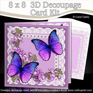 8 x 8 Butterflies Flowers N Lace Kit with 3D Decoupage
