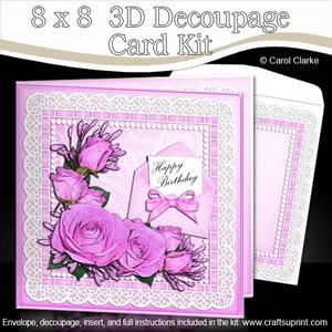 8 x 8 Roses Lace N Pearls Kit with 3D Decoupage