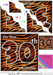 Funky Fun Zebra Print 30th Birthday Wavy Corner Side Stacker