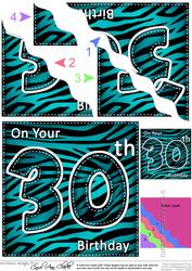 Funky Fun Zebra Print 30th Birthday Wavy Corner Side Stacker