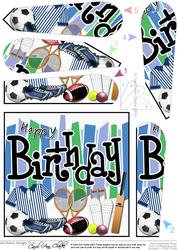 Birthday Sports N Games Fan Pyramage Topper