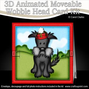 3D Scottie Dog Animated Moveable Wobble Head Card Kit