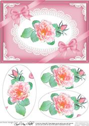 A5 Rose and Lace Oval Pyramage Topper