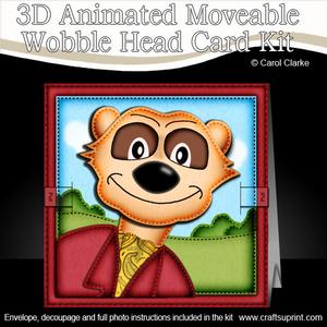 3D Meerkat Animated Moveable Wobble Head Card Kit