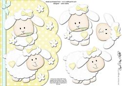 A5 Little Lamb Felties Scalloped Edge N 3D Decoupage