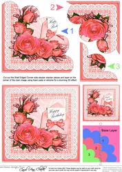 Birthday Roses Lace N Pearls Shell Edged Corner Side Stacker