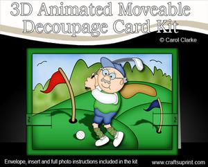 cup239108_359 - 3D Golf Man Animated Moveable Decoupage Card Kit