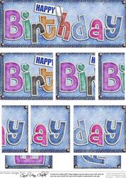 Dl Happy Birthday Denim Felties Side Stacker Topper