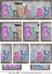 Dl Happy Birthday Denim Felties Side Stacker Topper