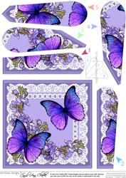 Butterflies and Flowers on Lace Fan Pyramage Topper