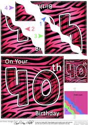Funky Fun Zebra Print 40th Birthday Wavy Corner Side Stacker