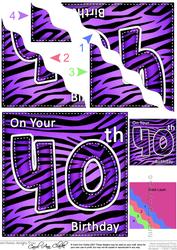 Funky Fun Zebra Print 40th Birthday Wavy Corner Side Stacker
