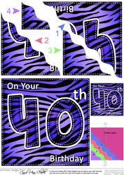 Funky Fun Zebra Print 40th Birthday Wavy Corner Side Stacker