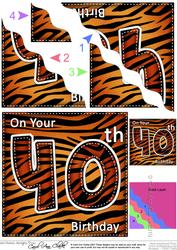 Funky Fun Zebra Print 40th Birthday Wavy Corner Side Stacker