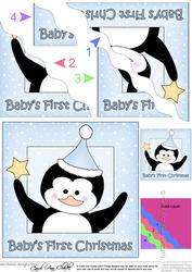 Baby's 1st Christmas Penguin Wavy Corner Side Stacker