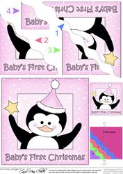 Baby's 1st Christmas Penguin Wavy Corner Side Stacker