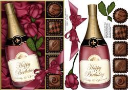 A5 Birthday Champers Chocs N Roses 3D Decoupage