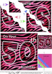 Funky Fun Zebra Print 50th Birthday Wavy Corner Side Stacker