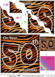Funky Fun Zebra Print 50th Birthday Wavy Corner Side Stacker