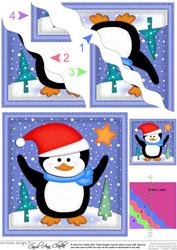 Xmas Penguin Wavy Corner Side Stacker Topper
