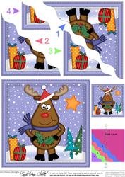 Xmas Rudolph Wavy Corner Side Stacker Topper
