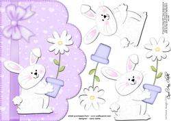 A5 Little Bunny Boy Felties Scalloped Edge N 3D Decoupage