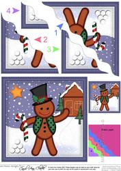 Xmas Gingerbread Man Wavy Corner Side Stacker Topper