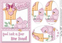 A5 Little Birdie Felties New Home Oval Pyramage Topper