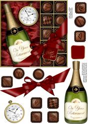 Retirement Champers N Chocs Quick Card 3D Decoupage