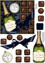 Retirement Champers N Chocs Quick Card 3D Decoupage