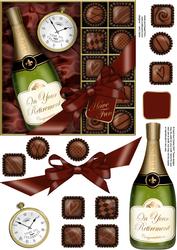 Retirement Champers N Chocs Quick Card 3D Decoupage