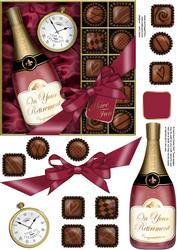 Retirement Champers N Chocs Quick Card 3D Decoupage