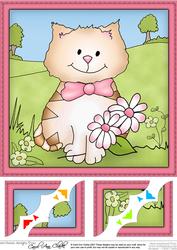 8 x 8 Cute Cat Scalloped Corner Topper