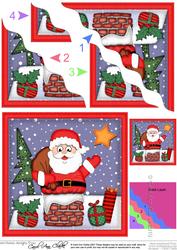Xmas Santa Got Stuck Wavy Corner Side Stacker Topper