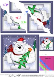 Xmas Ben Polar Bear Wavy Corner Side Stacker Topper