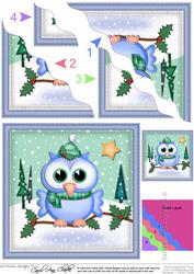 Xmas Little Hoot Wavy Corner Side Stacker Topper