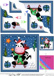 Xmas Milly Moo Cow Wavy Corner Side Stacker Topper