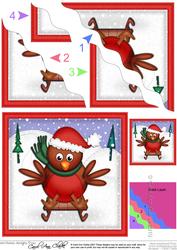 Xmas Robin Wavy Corner Side Stacker Topper
