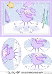 A5 Cute Christmas Poodle Dog Oval Pyramage Topper
