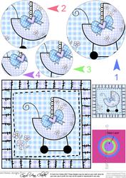 Baby Boy Pram Circle Pyramage Topper